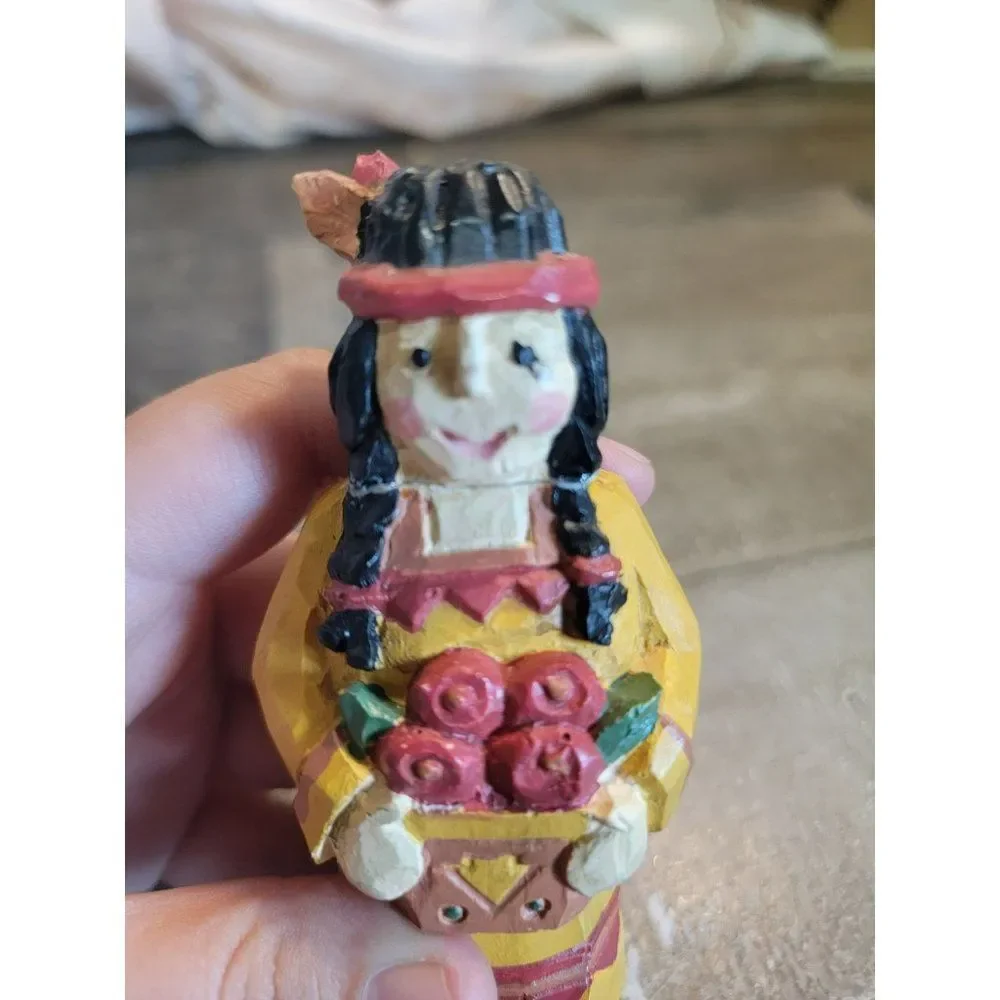 Native American Girl Apple‎ bundle AS IS figure decor Thanksgiving